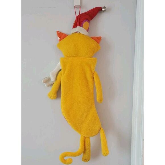 Ganz Cat Stocking Yellow Tabby in Christmas Hat Measures Approx. 26 In x 6.5 In - Picture 8 of 12
